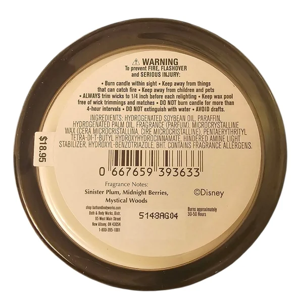 Bath & Body Works Maleficent Single Wick Candle - Purple and Black - Picture 2 of 2